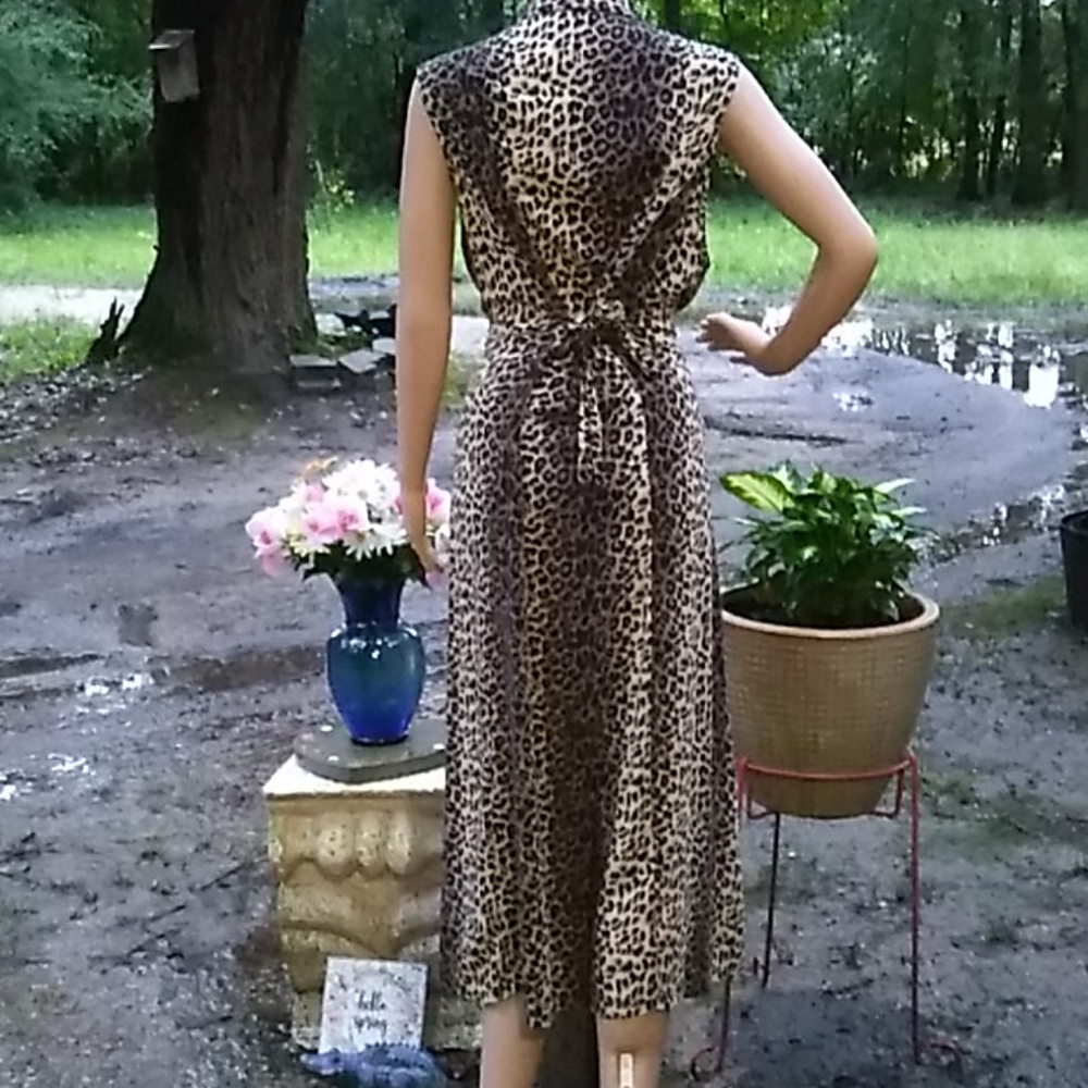 Eus "Carolina Colours"Button Down Leopard Print Dr - image 5